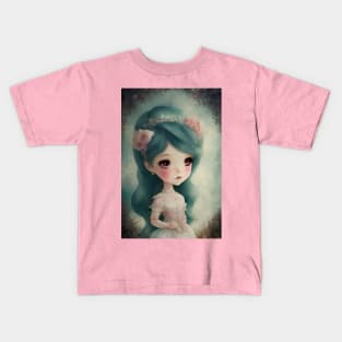 Watercolor Style Cute Chibi Kawaii Girl Art Kids T-Shirt